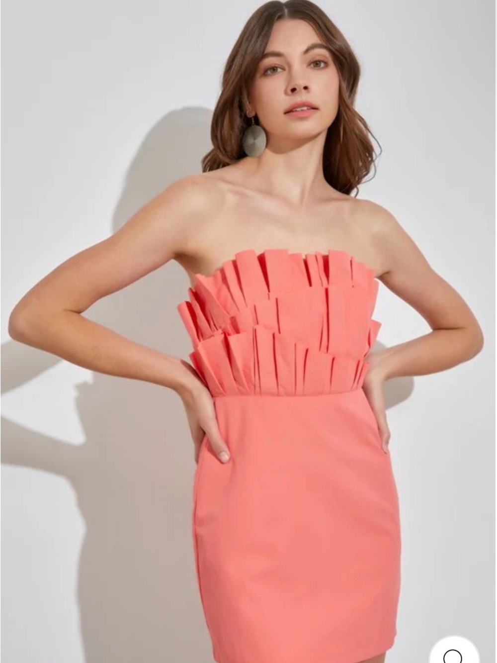 NEW! DO+BE Coral Ruffle Bodice Mini Dress size large (similar to cover pic)